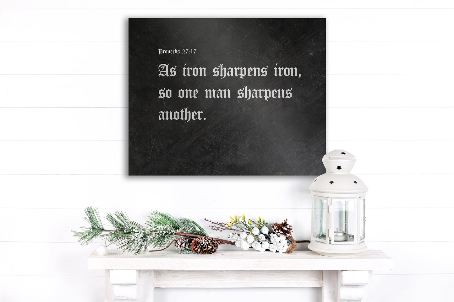 As Iron Sharpens Iron; Old English Metal Wall Art - HoneycombProverbs - Gifts For The Couple - Christian Wall Art