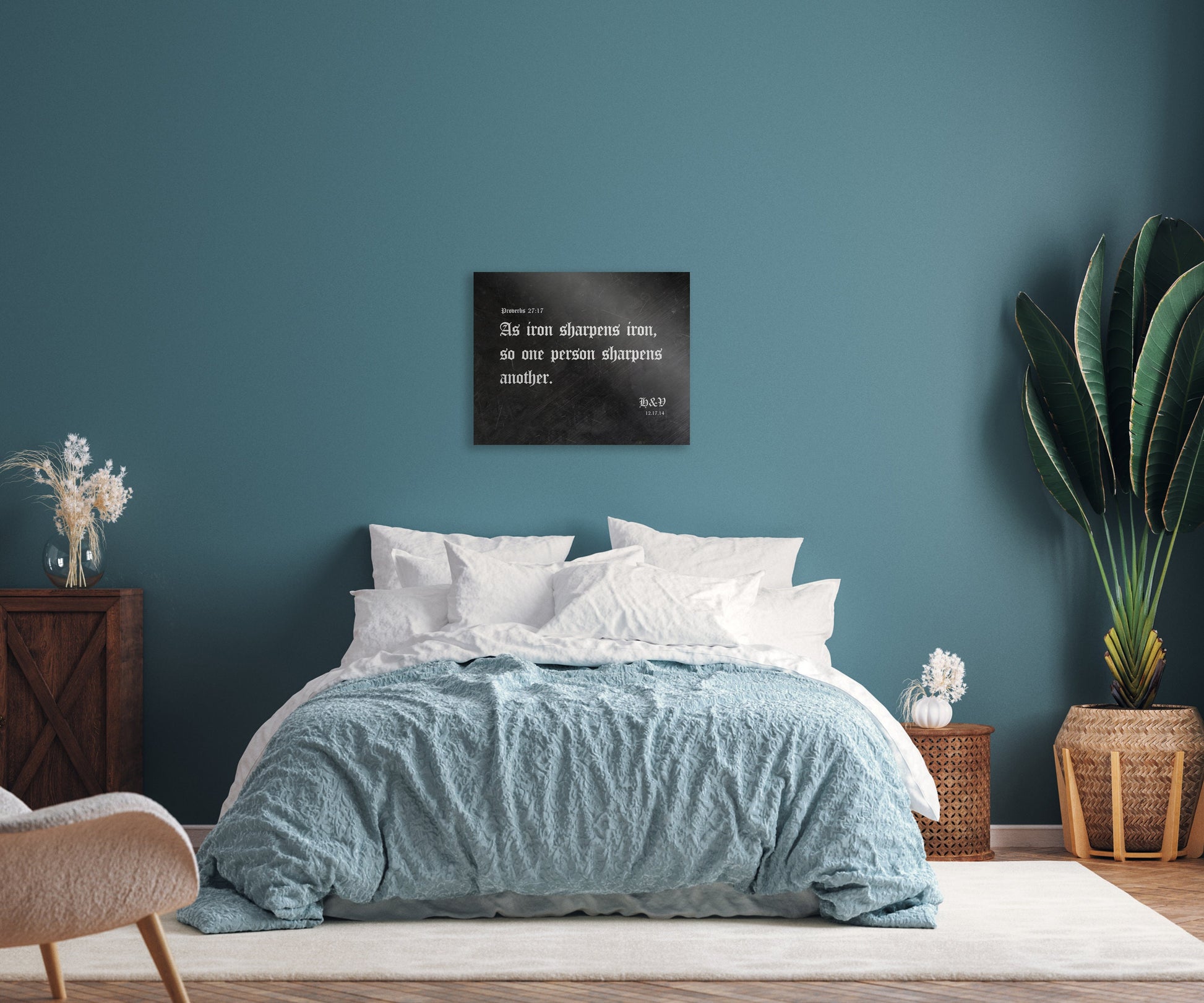 As Iron Sharpens Iron; Old English Metal Wall Art - HoneycombProverbs - Gifts For The Couple - Christian Wall Art