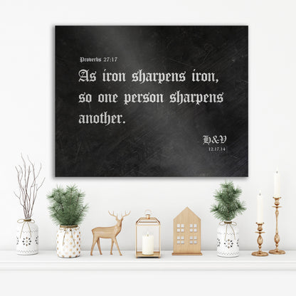 As Iron Sharpens Iron; Old English Metal Wall Art - HoneycombProverbs - Gifts For The Couple - Christian Wall Art