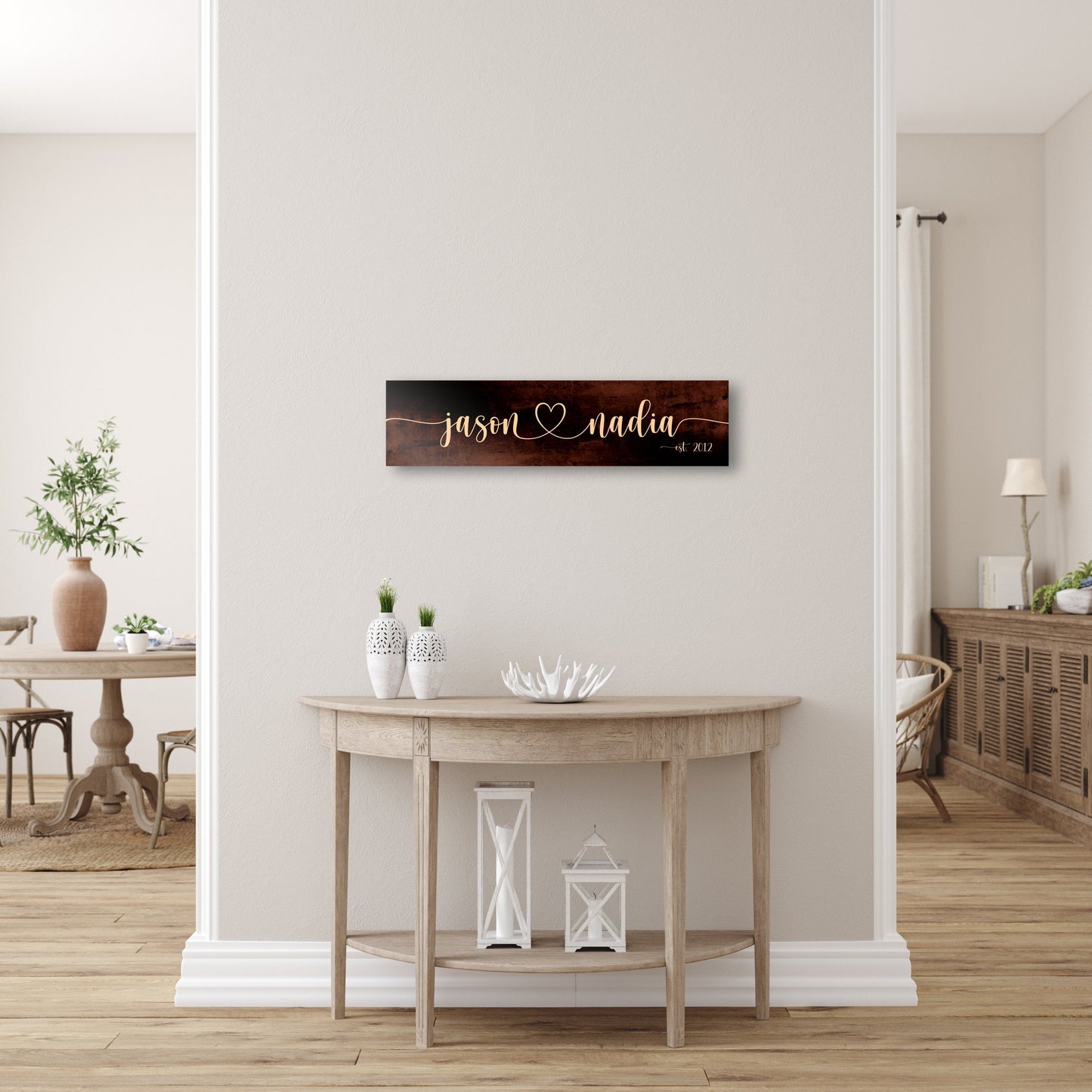 Heart Connected Names, Bronze Anniversary Sign - HoneycombProverbs - Signs - Bronze Anniversary Gifts