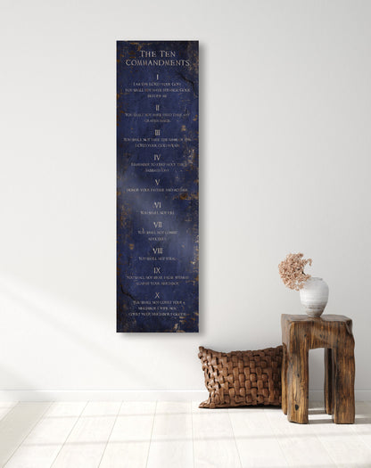Ten Commandments Sapphire Stone Inspired Wall Art, close-up detail, 10th anniversary tin