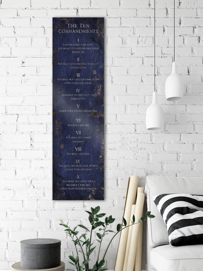 Ten Commandments Sapphire Stone Inspired Wall Art, personalization detail, 10th anniversary tin