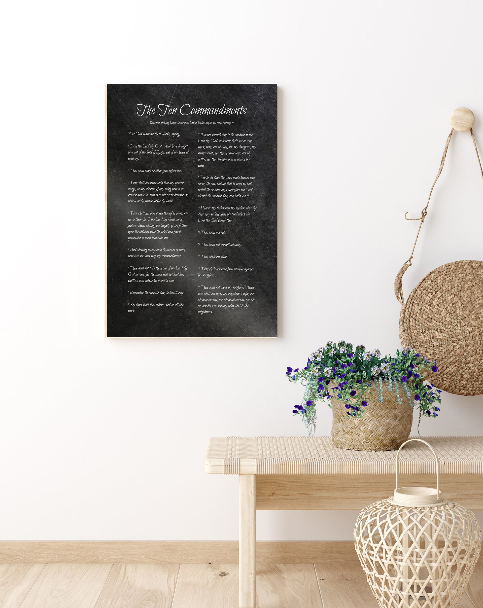 Iron Alloy Bible Verse Plaque: The Ten Commandments - HoneycombProverbs - Religious Home & Decor - Christian Wall Art
