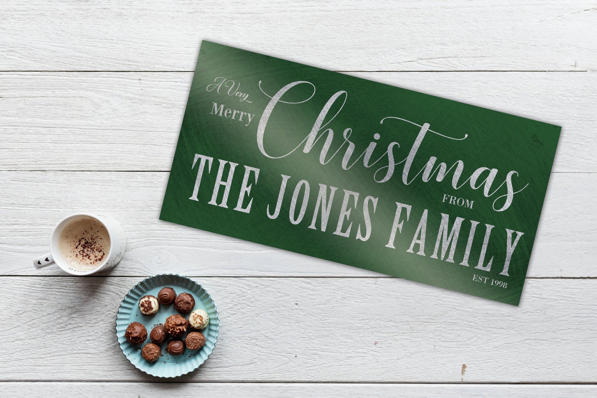 Retro Family Name Holiday Sign in Green - HoneycombProverbs - Signs - 