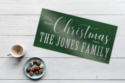 Retro Family Name Holiday Sign in Green - HoneycombProverbs - Signs - 
