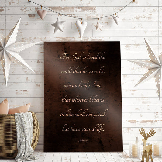 John 3:16, For God so loved the world - HoneycombProverbs - Gifts For The Couple - Christian Wall Art