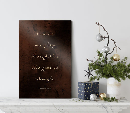 Philippians 4:13, I can do all things - HoneycombProverbs - Gifts For The Couple - Christian Wall Art