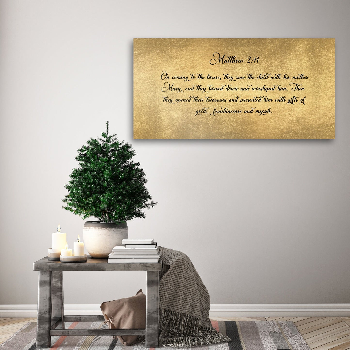 Matthew 2:11 Rustic Christmas Scripture Sign - HoneycombProverbs - Signs - 