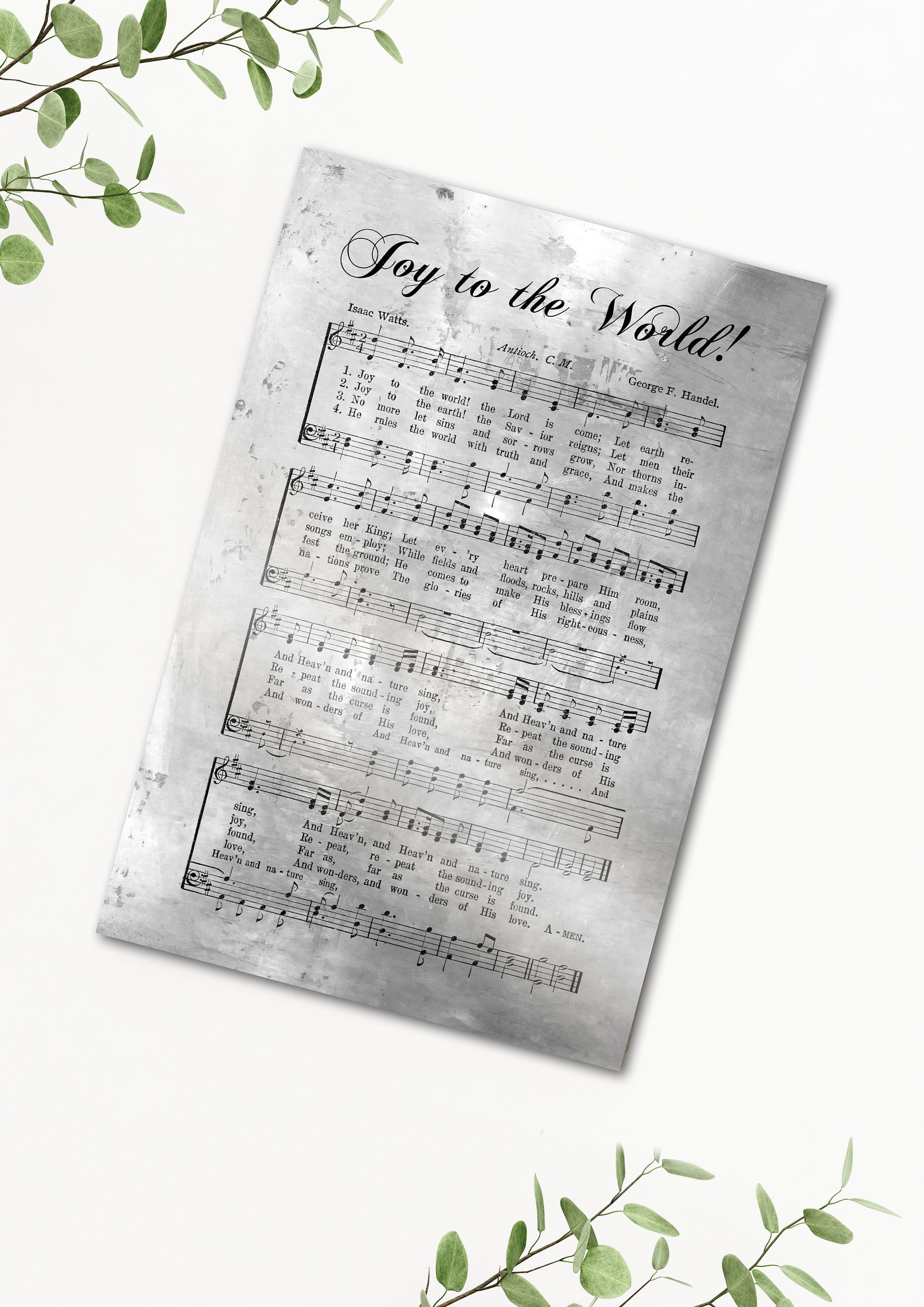 Christmas Carol Sign: "Joy to the World" in Rustic Silver - HoneycombProverbs - Signs - 