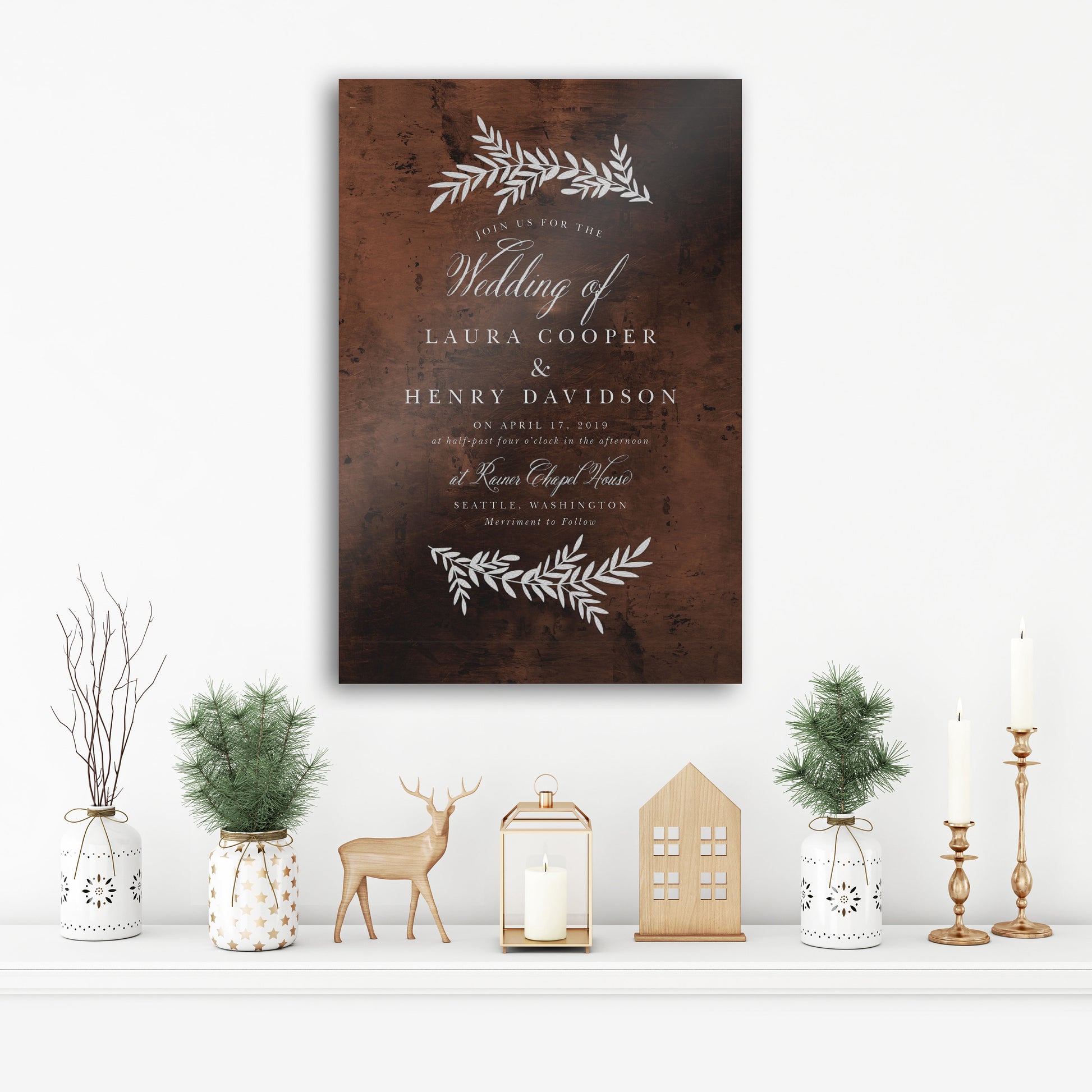 Inscribed Wedding Invitation on Metal - HoneycombProverbs - Gifts For The Couple - Bronze Anniversary Gifts