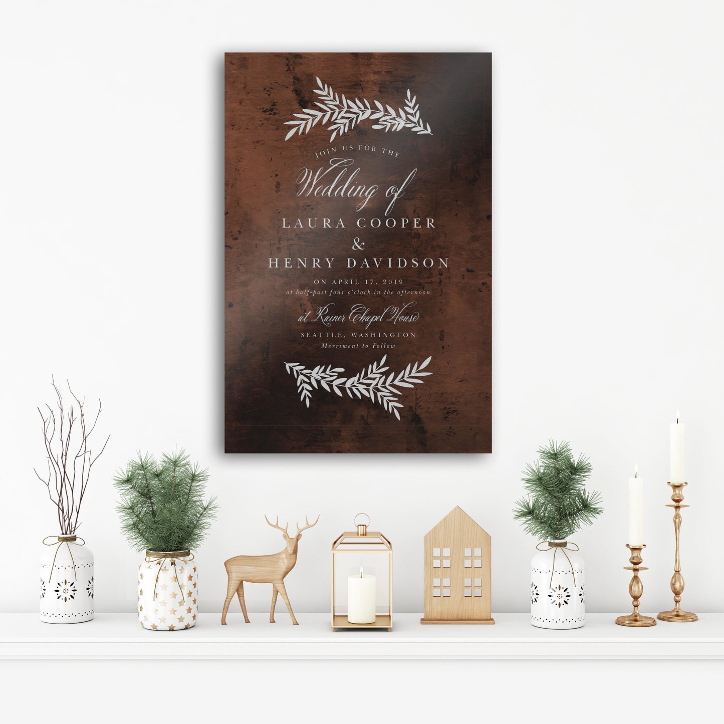 Inscribed Wedding Invitation on Metal - HoneycombProverbs - Gifts For The Couple - Bronze Anniversary Gifts