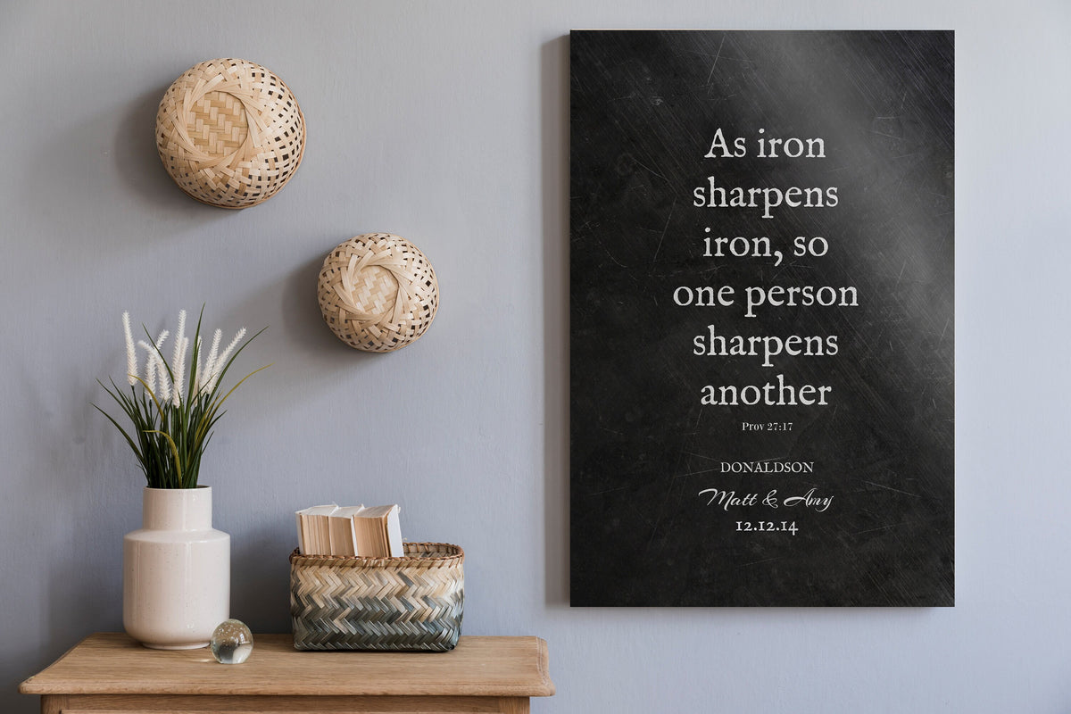 As Iron Sharpens Iron, His and Her Gift - HoneycombProverbs - Signs - Christian Wall Art