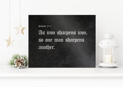 Iron Sharpens Iron, personalization detail, 6th anniversary iron