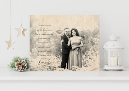 Wood Photo Gift with Words - HoneycombProverbs - Gifts For The Couple - Photo Lyrics Wall Art