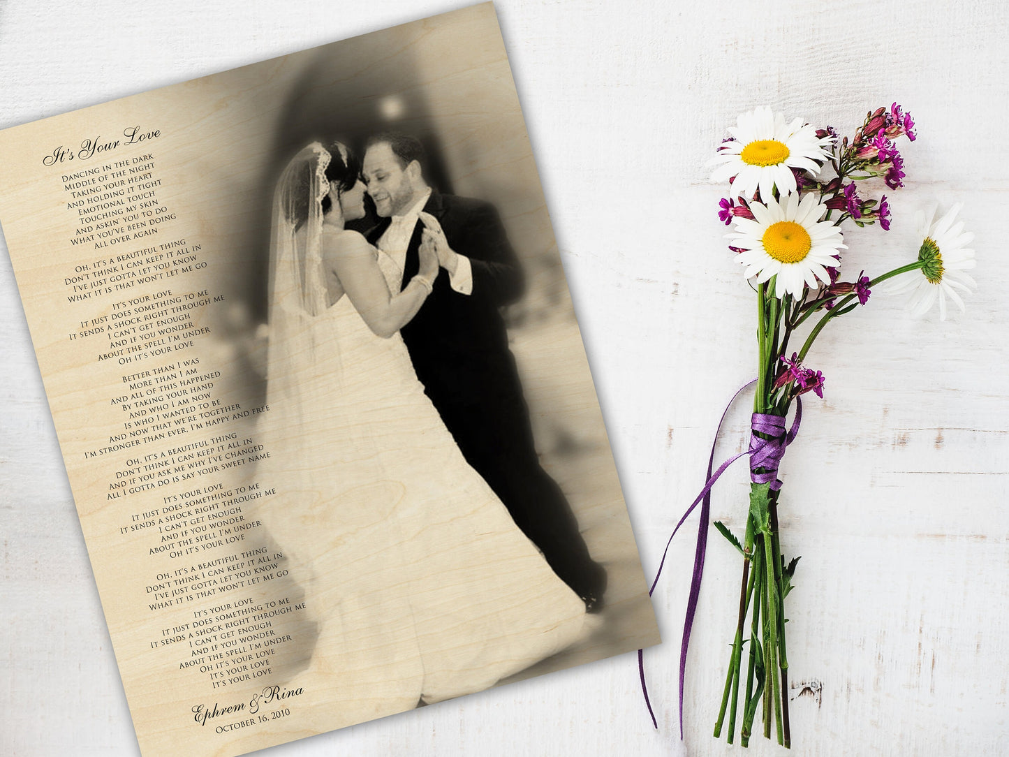 Wood Photo Gift with Words - HoneycombProverbs - Gifts For The Couple - Photo Lyrics Wall Art