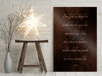 John 3:16, For God so loved the world - HoneycombProverbs - Gifts For The Couple - Christian Wall Art