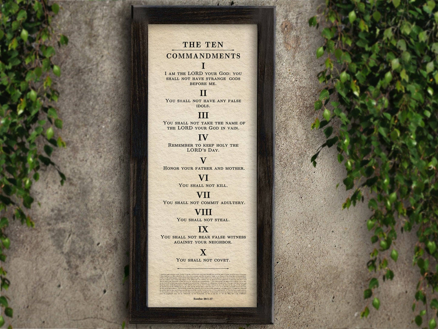 Framed Ten Commandments Parchment Wall Art - HoneycombProverbs - Religious Home & Decor - Christian Wall Art