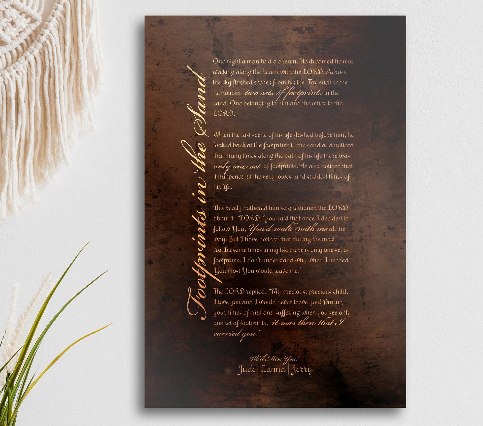 Footprints Poem, Footprints in the Sand - HoneycombProverbs - Religious Home & Decor - Christian Wall Art