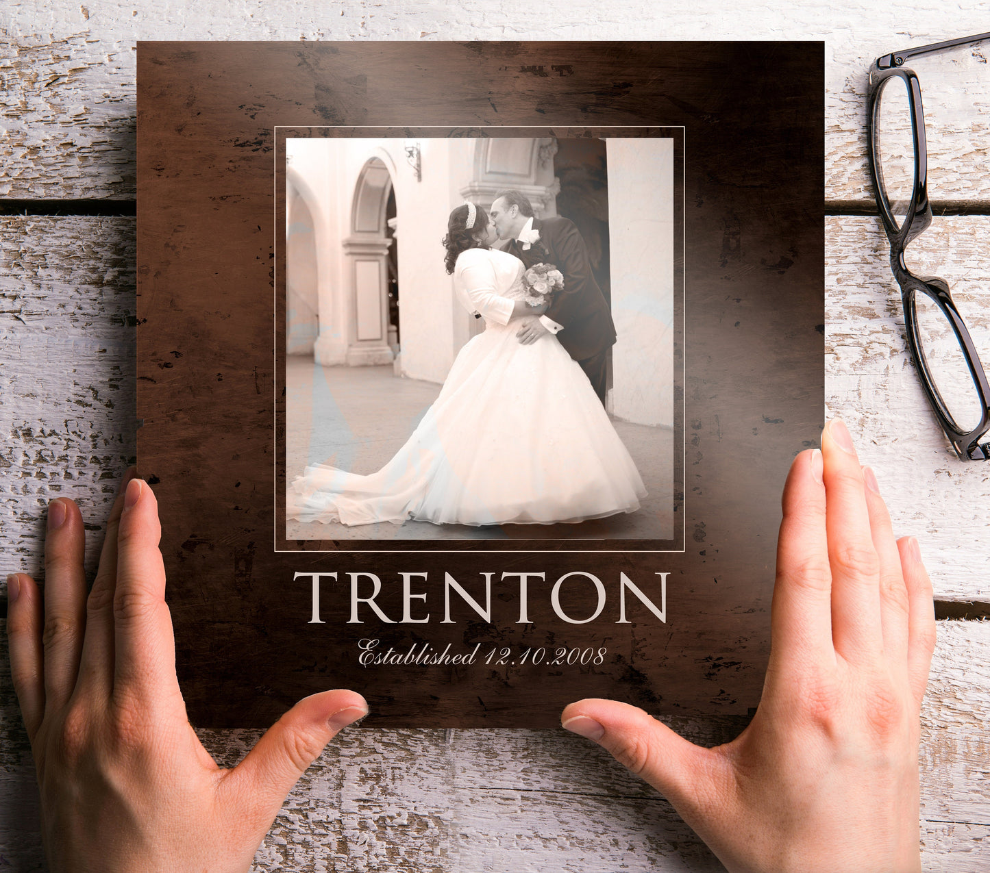 Wedding Photo on Bronze Keepsake - HoneycombProverbs - Signs - Bronze Anniversary Gifts