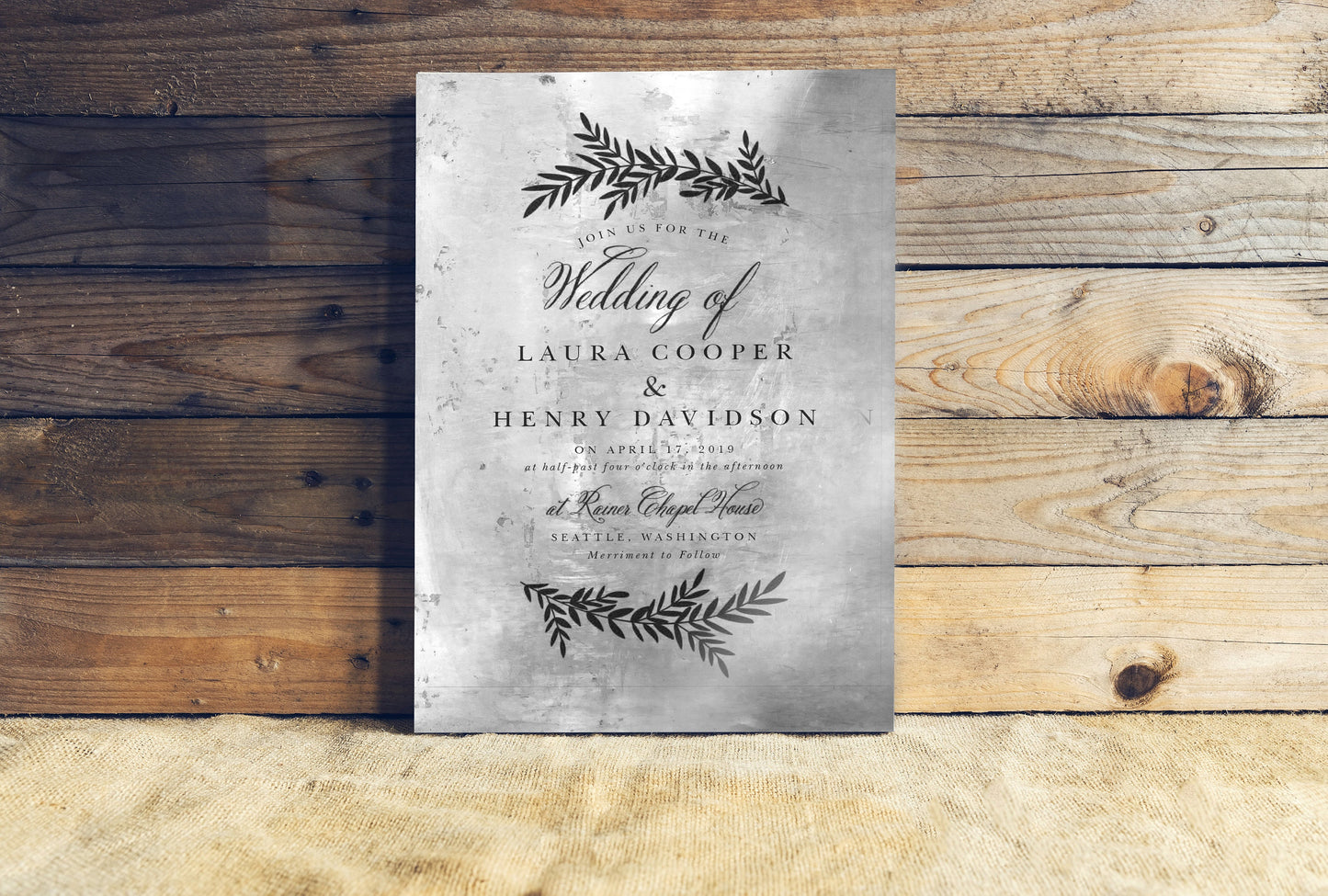 Inscribed Wedding Invitation on Metal - HoneycombProverbs - Gifts For The Couple - Bronze Anniversary Gifts