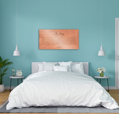Personalized Distressed Copper Large Song Lyric Sign, room view, 7th anniversary copper
