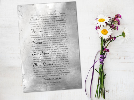 Proverbs 31 Personalized Tin Sign for Her - HoneycombProverbs - Signs - Christian Wall Art