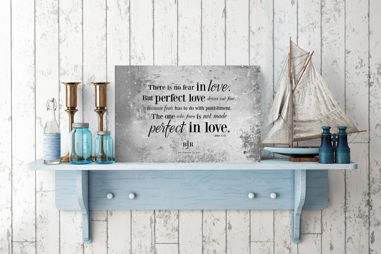 Monogrammed 1 John 4:18 Sign Custom Wedding Plaque - HoneycombProverbs - Wall Decor - Christian Wall Art