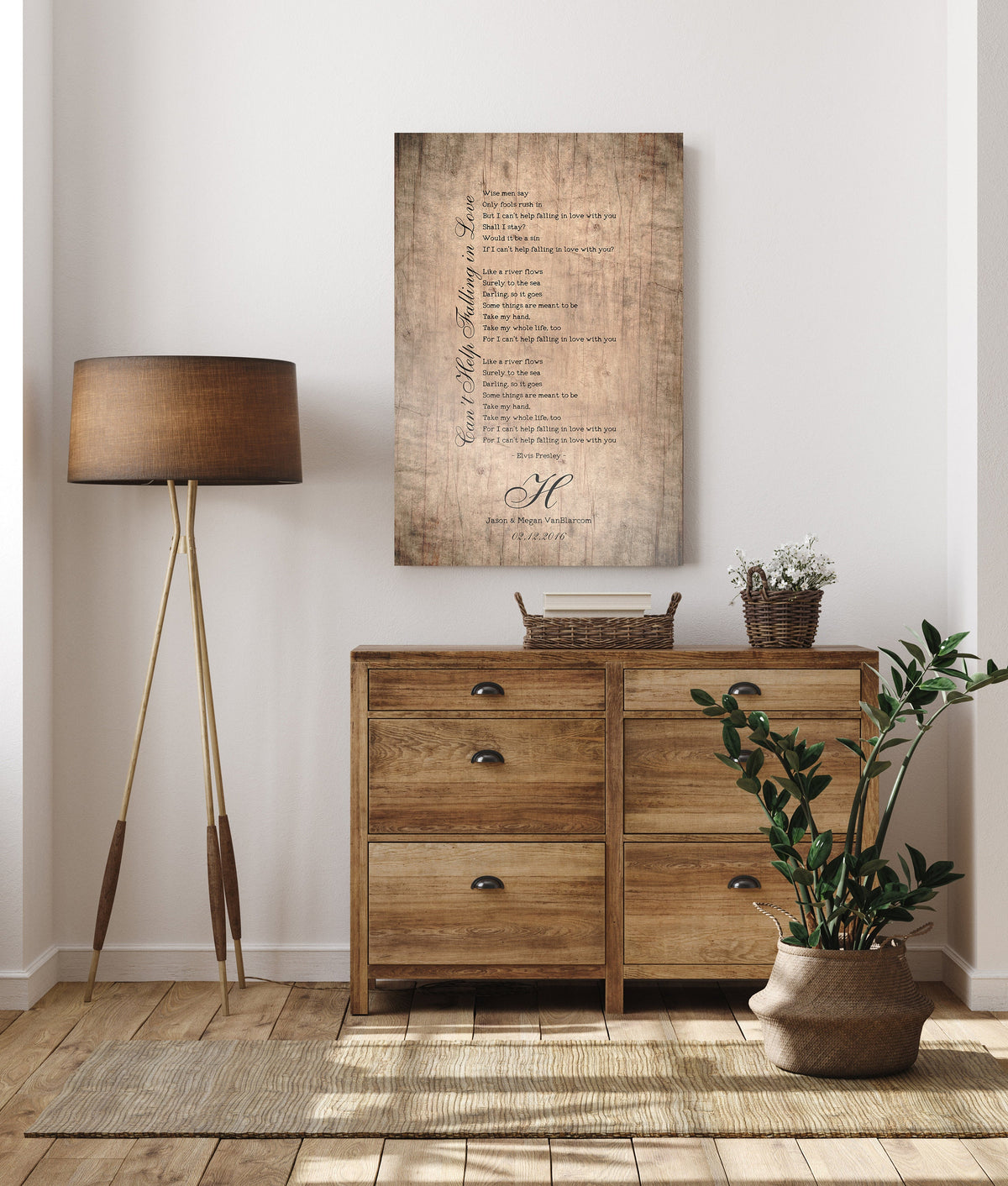 Wood Anniversary Monogrammed Song Lyric Sign - HoneycombProverbs - Signs - 5 year anniversary gifts