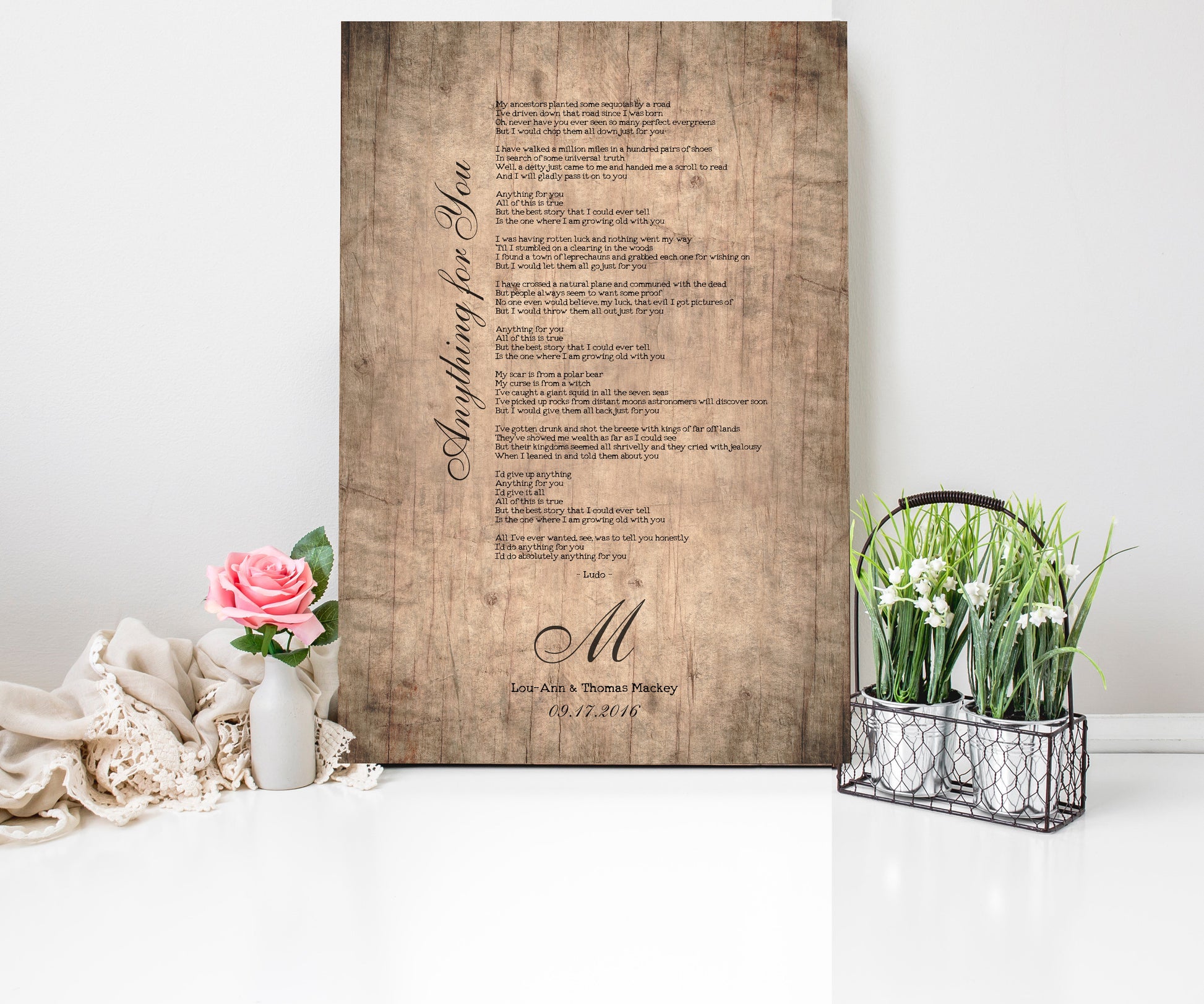 Rustic Farmhouse Wood Song Lyric Sign - HoneycombProverbs - Signs - 5 year anniversary gifts