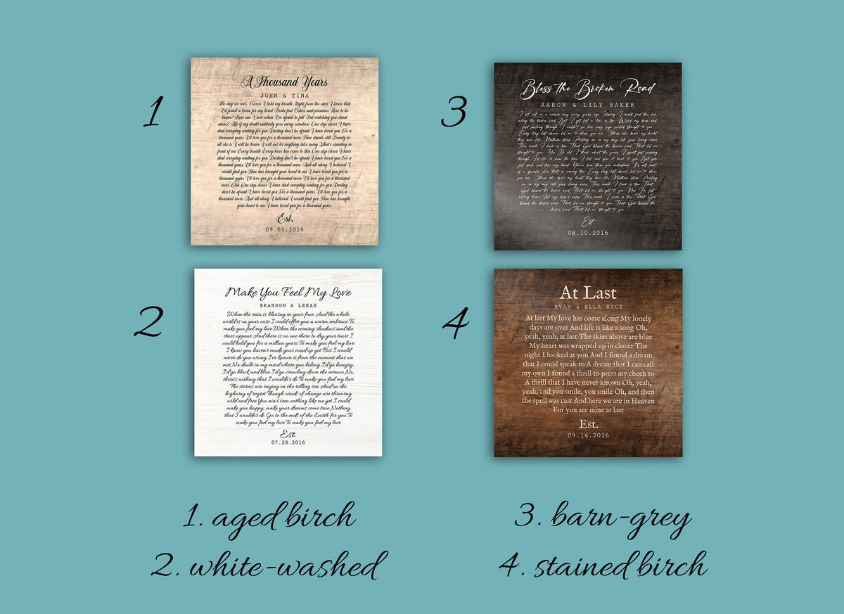 Song Lyrics on Wood for Him - HoneycombProverbs - Signs - 5 year anniversary gifts