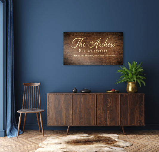 5th Anniversary Joshua 24:15 Family Name Sign - HoneycombProverbs - Signs - Christian Wall Art