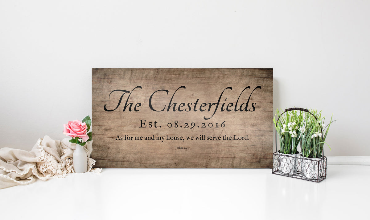 5th Anniversary Joshua 24:15 Family Name Sign - HoneycombProverbs - Signs - Christian Wall Art