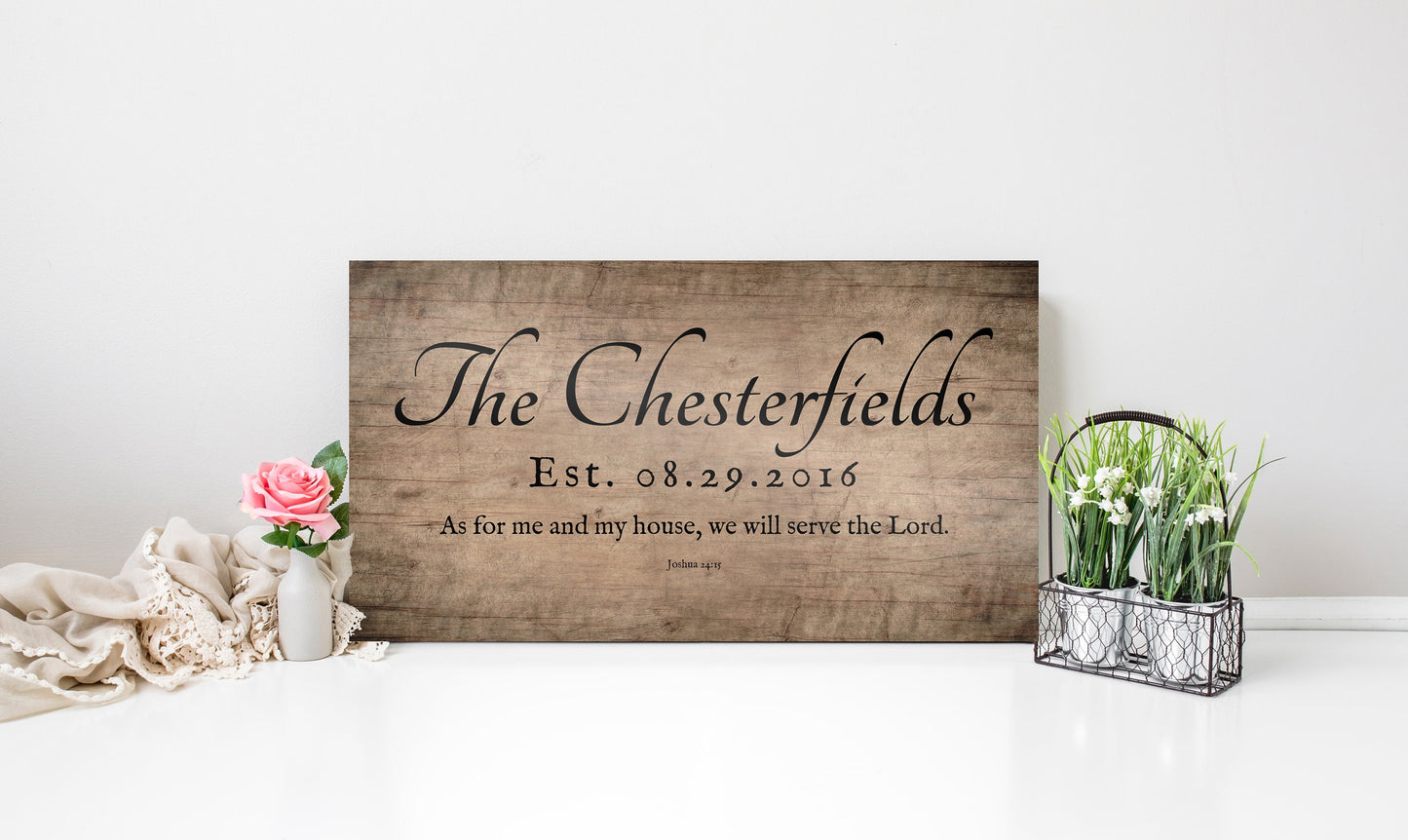 5th Anniversary Joshua 24:15 Family Name Sign - HoneycombProverbs - Signs - Christian Wall Art