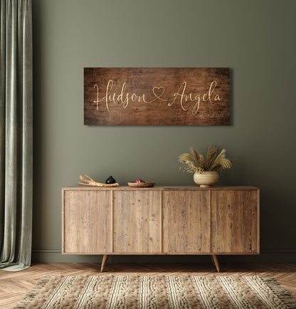 Heart Connected Names Established Sign for Couple's - HoneycombProverbs - Gifts For The Couple - Name Signs Wall Art