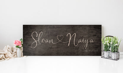 Our Names on Wood Established Sign for Couples - HoneycombProverbs - Signs - Name Signs Wall Art