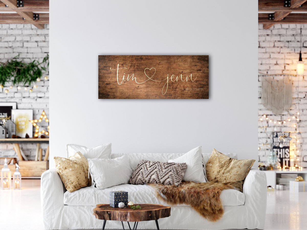 Wooden Sign 5th Anniversary Names with Heart - HoneycombProverbs - Gifts For The Couple - Name Signs Wall Art
