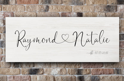 Our Names on Wood Established Sign for Couples - HoneycombProverbs - Signs - Name Signs Wall Art