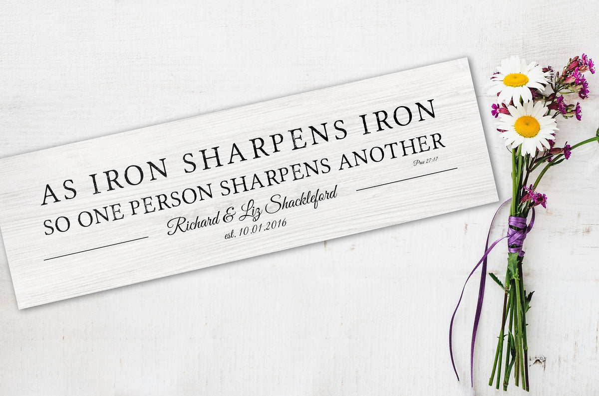 Iron Sharpens Iron Prov 27:17 Sign for Couples - HoneycombProverbs - Gifts For The Couple - Christian Wall Art