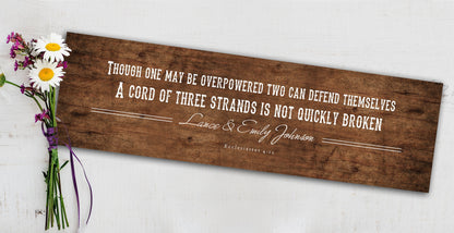 Christian Wedding Gift, Ecc 4:12 - HoneycombProverbs - Gifts For The Couple - Christian Wall Art