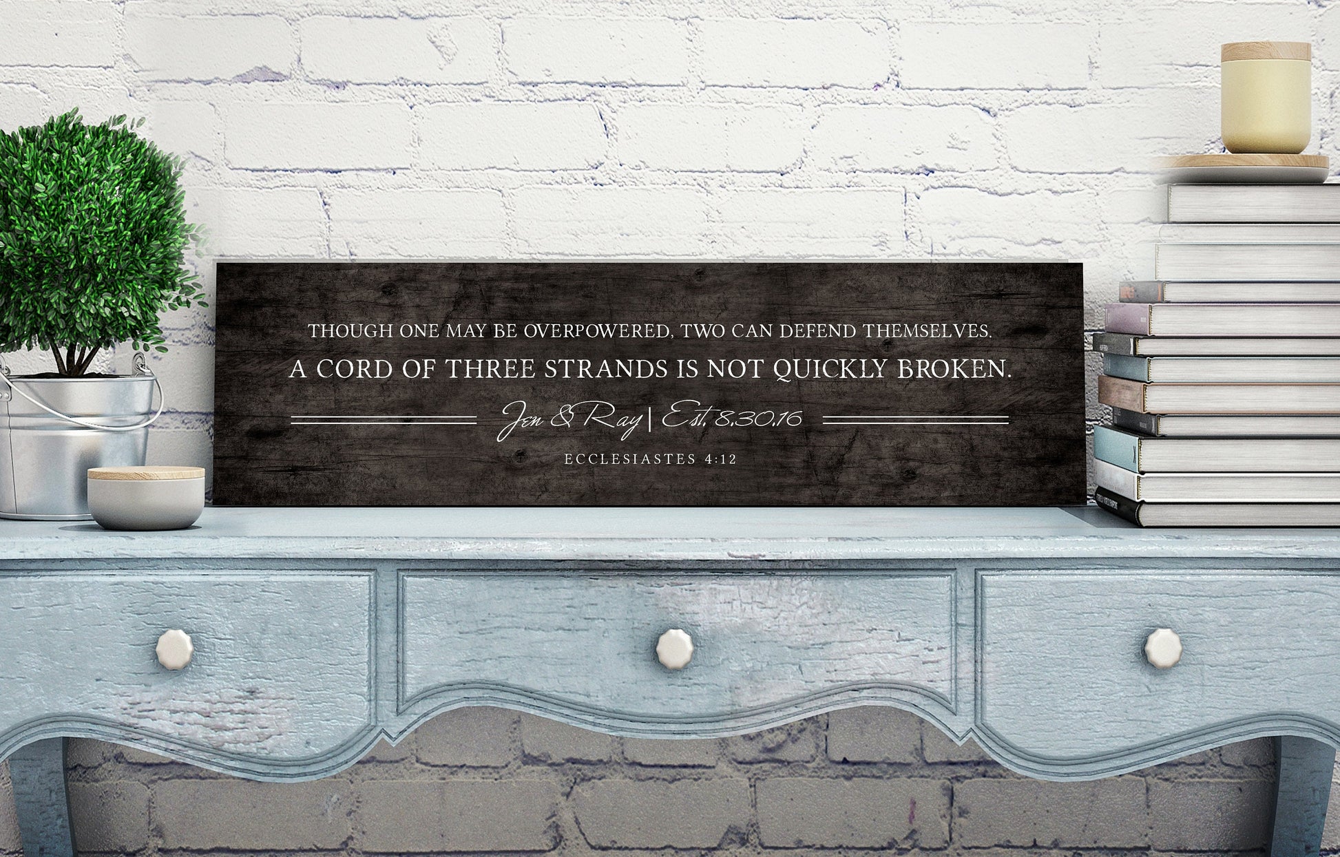 Scripture Inspired Wedding Gift, Ecc 4:12 - HoneycombProverbs - Gifts For The Couple - Christian Wall Art