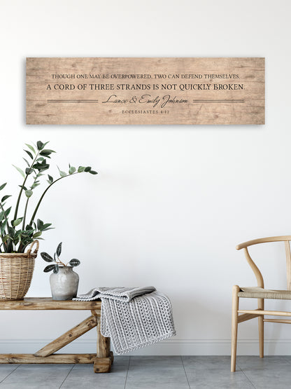 Scripture Inspired Wedding Gift, Ecc 4:12 - HoneycombProverbs - Gifts For The Couple - Christian Wall Art
