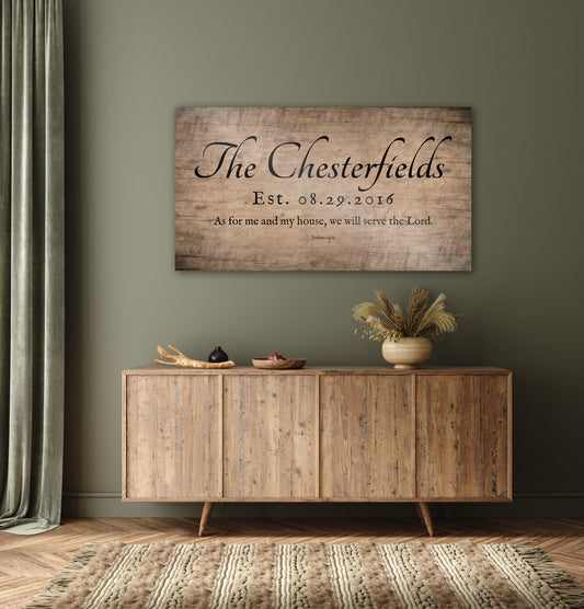 5th Anniversary Joshua 24:15 Family Name Sign - HoneycombProverbs - Signs - Christian Wall Art
