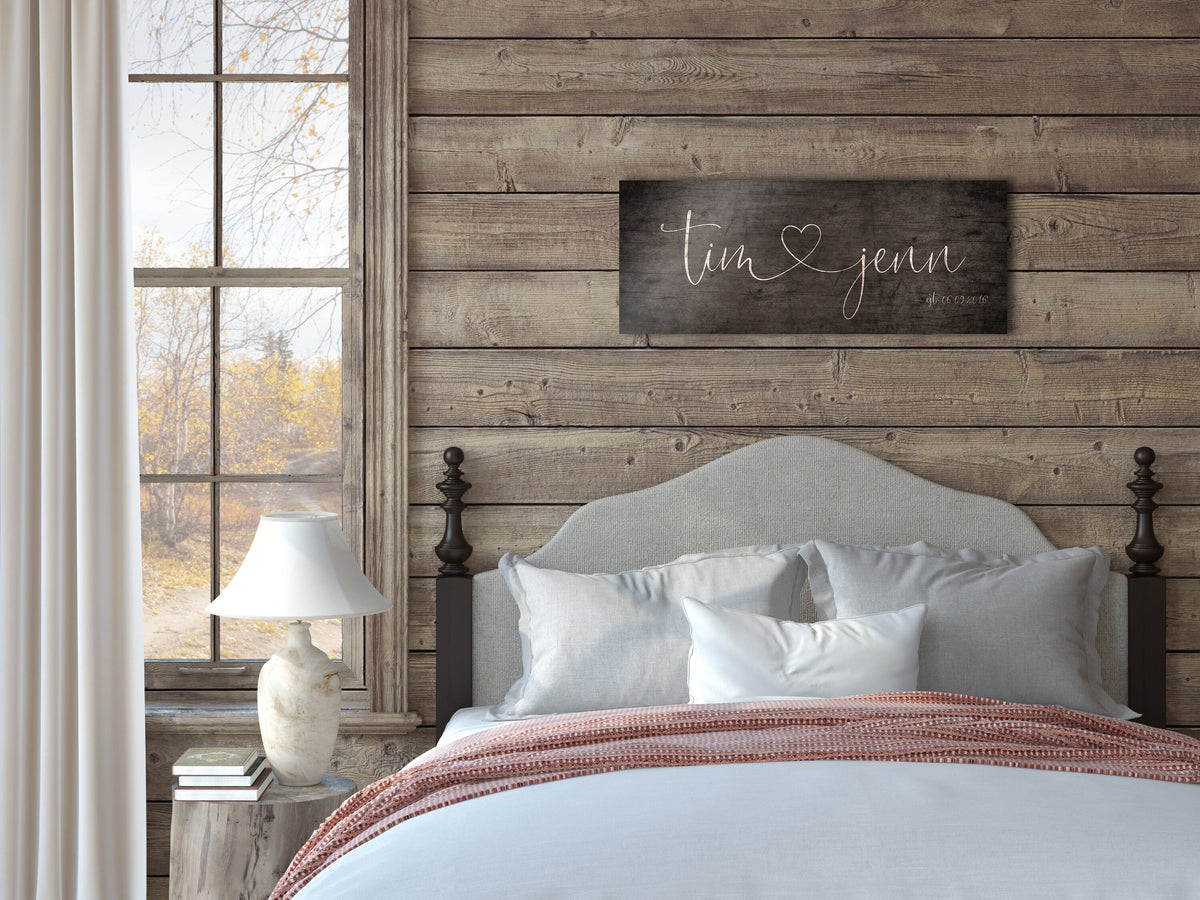 Wooden Sign 5th Anniversary Names with Heart - HoneycombProverbs - Gifts For The Couple - Name Signs Wall Art