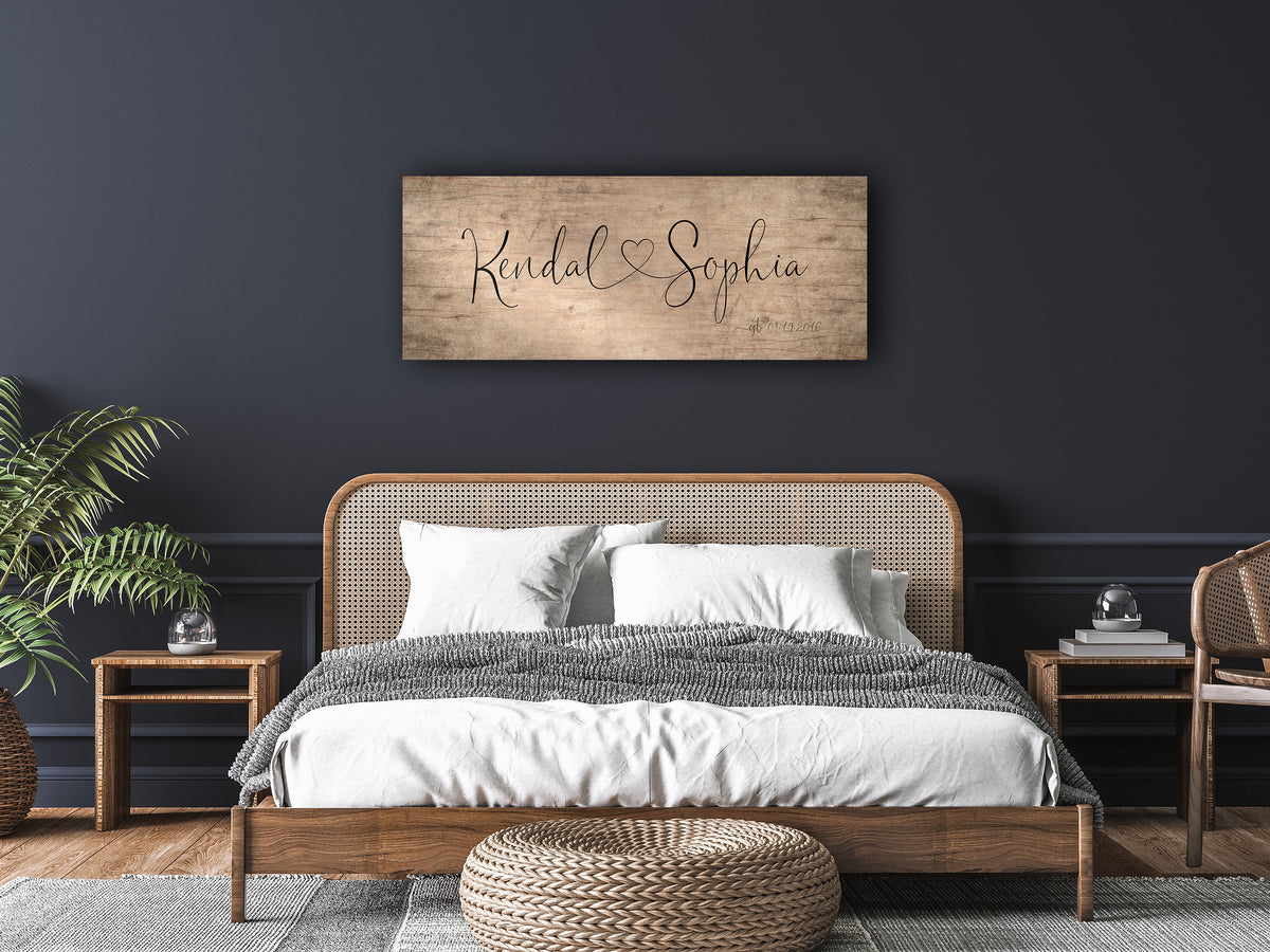 Heart Connected Names Established Sign for Couple's - HoneycombProverbs - Gifts For The Couple - Name Signs Wall Art