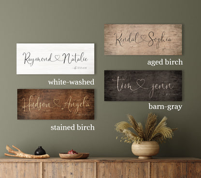 Heart Connecting Name Sign on Wood - HoneycombProverbs - Signs - Name Signs Wall Art