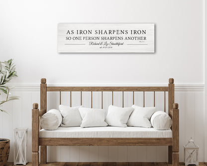 Iron Sharpens Iron Prov 27:17 Sign for Couples - HoneycombProverbs - Gifts For The Couple - Christian Wall Art