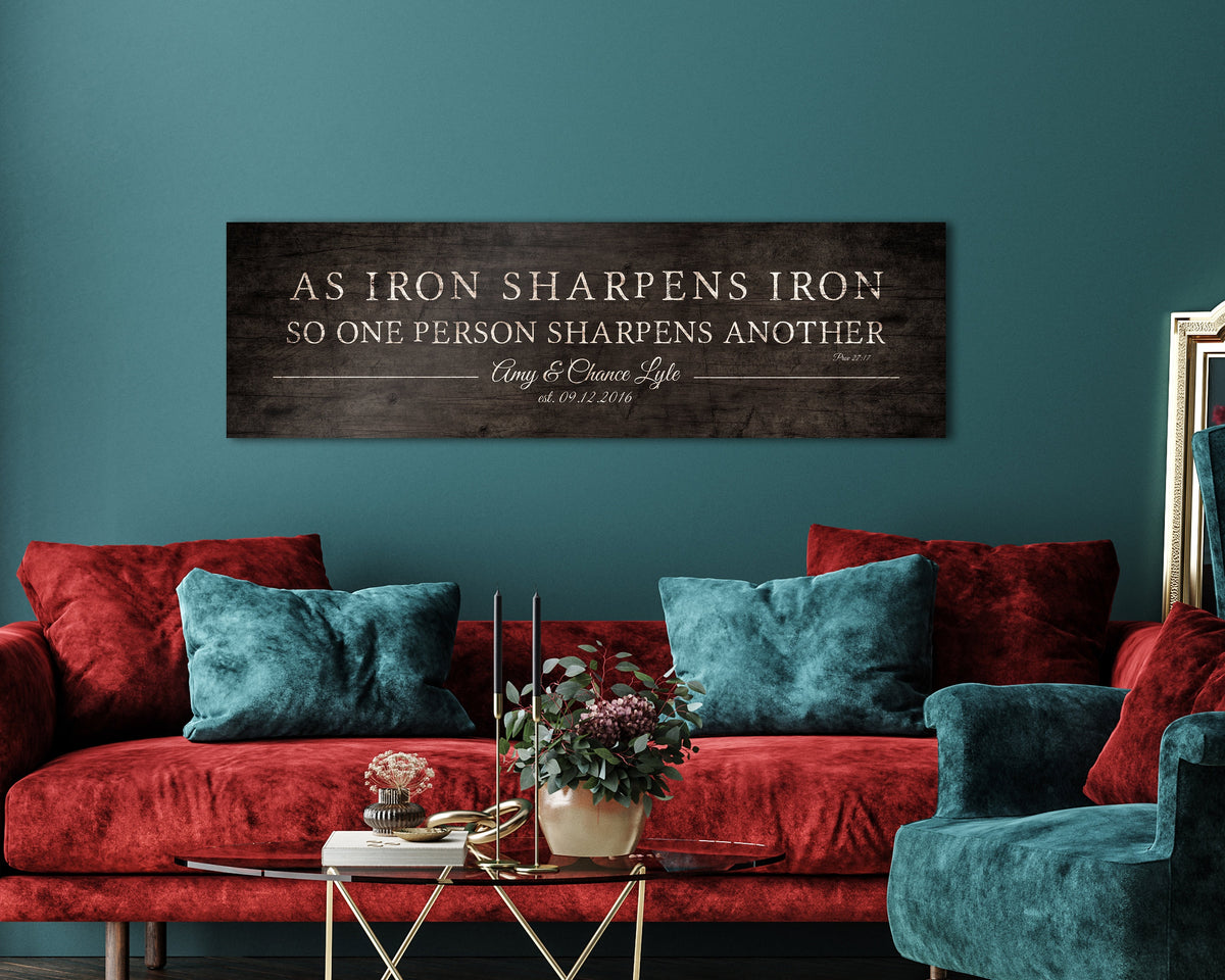 Proverbs 27:17 Personalized Couples Gift on Wood - HoneycombProverbs - Gifts For The Couple - Christian Wall Art