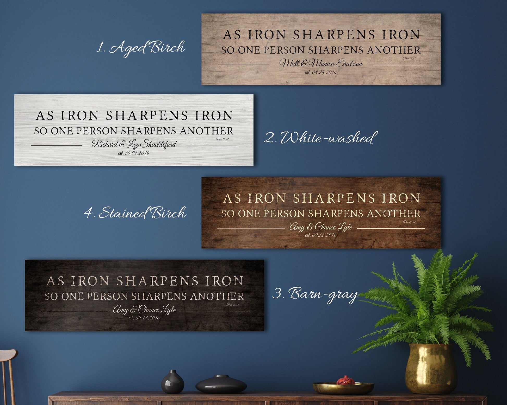 His and her Iron Sharpens Iron Wood Sign - HoneycombProverbs - Signs - 5 year anniversary gifts