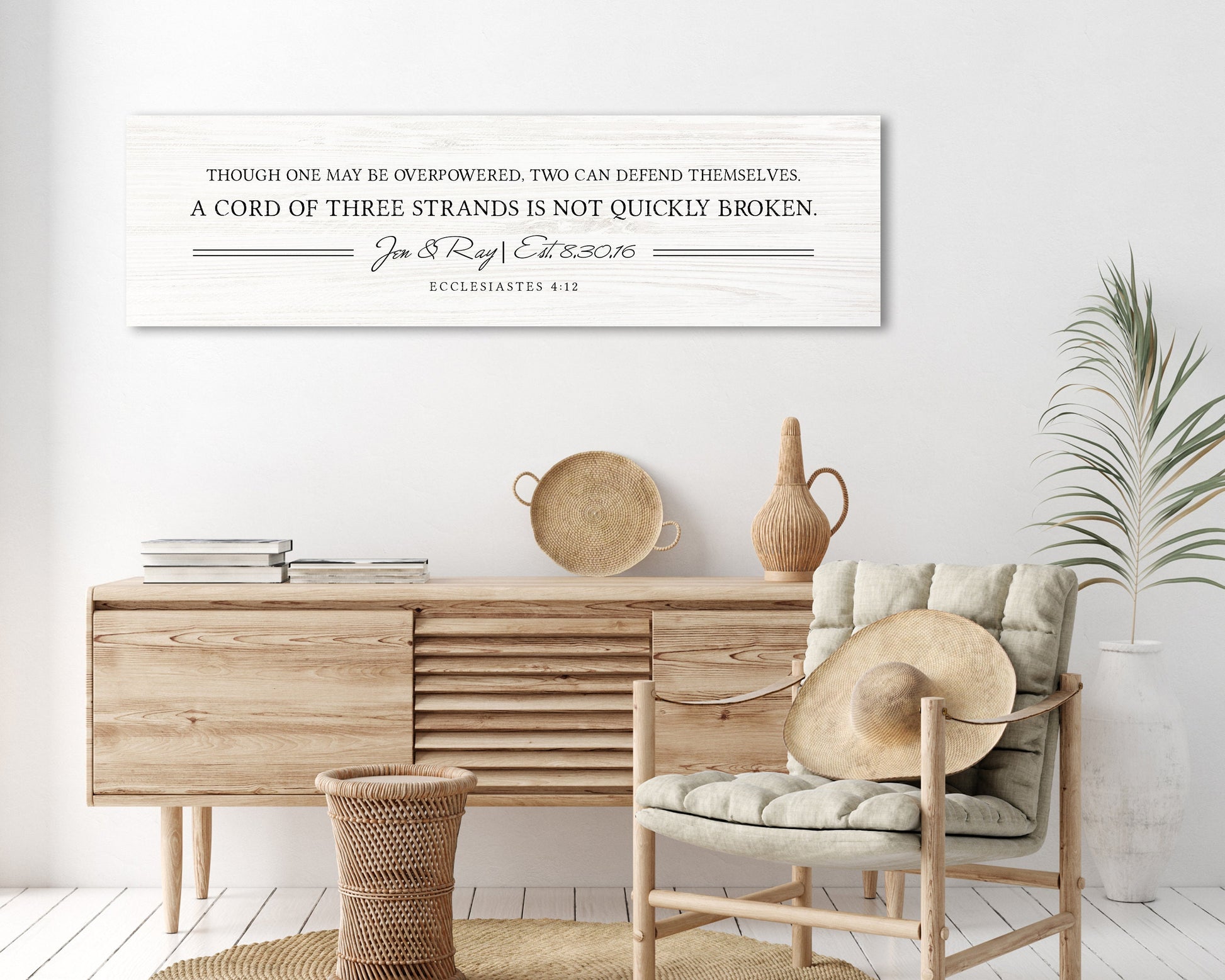 Scripture Inspired Wedding Gift, Ecc 4:12 - HoneycombProverbs - Gifts For The Couple - Christian Wall Art