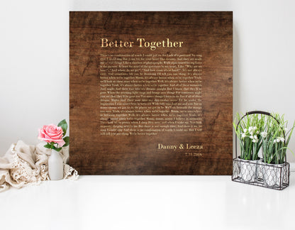 Birch Wood Song Lyric Gift - HoneycombProverbs - Signs - 5 year anniversary gifts